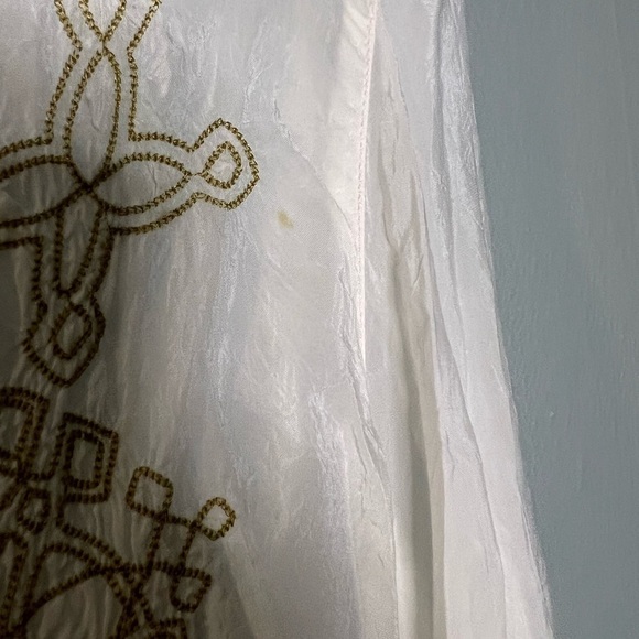 Johnny Was White Ramie Button Blouse Floral Embroidery Lightweight Blouse - Picture 2 of 13